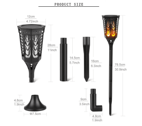 Anti-True Flame Solar Torch Light 96Led