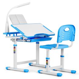 Kids Desk And Chair Set Children Table Storage Lamp