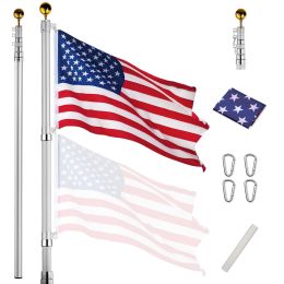 25 ft Al Flag Pole w/ US Flag and Ball