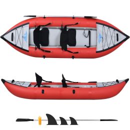 2 Persons Inflatable Kayak Set with Paddle & Air Pump Fishing Kayak Foldable