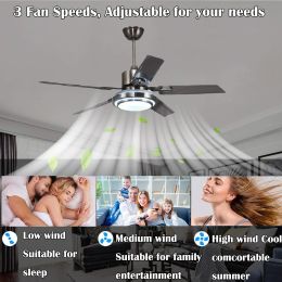 52 inch ceiling fan with light, Indoor Ceiling Fan Light Fixtures With Remote Control, Outdoor Ceiling Fans For Patios With Light (5-Blades)