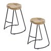 DunaWest Ela 30 Inch Mango Wood Industrial Barstool; Saddle Seat; Iron Frame; Set of 2; Natural; Black