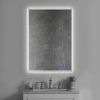 DunaWest 24 x 36 Inch Frameless LED Illuminated Bathroom Wall Mirror; Touch Button Defogger; Metal; Silver