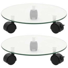 Plant Rollers 2 pcs Tempered Glass 11" Round