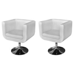 Armchairs with Chrome Base 2 pcs White Faux Leather