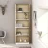 5-Tier Book Cabinet White and Sonoma Oak 23.6"x9.4"x68.9" Chipboard