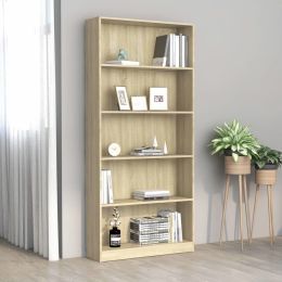 5-Tier Book Cabinet Sonoma Oak 31.5"x9.4"x68.9" Chipboard