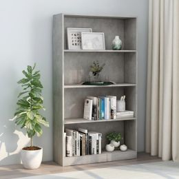 4-Tier Book Cabinet Concrete Gray 31.5"x9.4"x55.9" Chipboard
