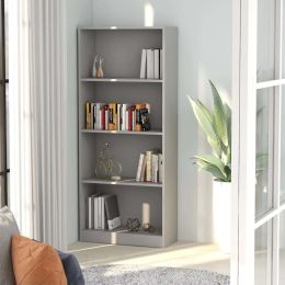 4-Tier Book Cabinet Gray 23.6"x9.4"x55.9" Chipboard