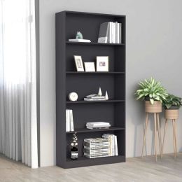 5-Tier Book Cabinet Gray 31.5"x9.4"x68.9" Chipboard
