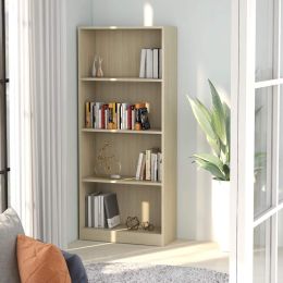 4-Tier Book Cabinet Sonoma Oak 23.6"x9.4"x55.9" Chipboard