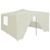 Folding Gazebo with 4 Sidewalls 196.9"x196.9" Cream