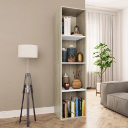 Book Cabinet/TV Cabinet White and Sonoma Oak 14.2"x11.8"x56.3"