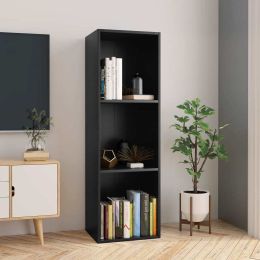 Book Cabinet/TV Cabinet Black 14.2"x11.8"x44.9" Chipboard