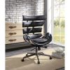 Megan Office Chair in Vintage Black Top Grain Leather & Aluminum   YJ