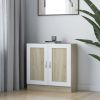 Book Cabinet White and Sonoma Oak 32.5"x12"x31.5" Chipboard