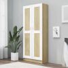 Book Cabinet White and Sonoma Oak 32.5"x12"x73" Chipboard