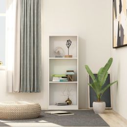 3-Tier Book Cabinet White 15.7"x9.4"x42.5" Chipboard