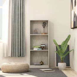 3-Tier Book Cabinet Concrete Gray 15.7"x9.4"x42.5" Chipboard