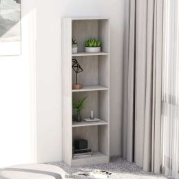 4-Tier Book Cabinet Concrete Gray 15.7"x9.4"x55.9" Chipboard
