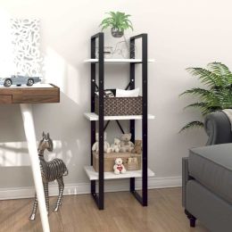 3-Tier Book Cabinet White 15.7"x11.8"x41.3" Chipboard