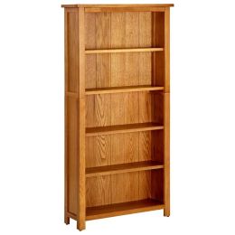 5-Tier Bookcase 27.5"x8.6"x55.1" Solid Oak Wood