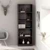 5-Tier Book Cabinet High Gloss Gray 23.6"x9.4"x68.9" Chipboard