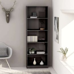 5-Tier Book Cabinet High Gloss Gray 23.6"x9.4"x68.9" Chipboard