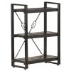 3-Tier Bookcase Black 23.6"x11.8"x31.5" Solid Mango Wood