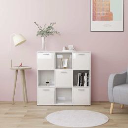 Book Cabinet High Gloss White 35.4"x11.8"x35.4" Chipboard