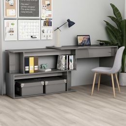 Corner Desk High Gloss Gray 78.7"x19.7"x29.9" Chipboard