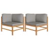 Corner Sofas 2 pcs with Dark Gray Cushions Solid Teak Wood