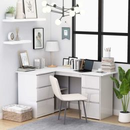 Corner Desk High Gloss White 57.1"x39.4"x29.9" Chipboard