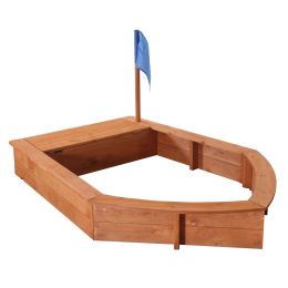 Kids Wooden Sandboat Backyard Sandboxes