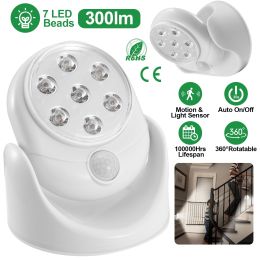 Wireless LED Spotlight 90 Degree Motion Sensor Night Lamp 360Â°Rotate Cordless Stairs Lights Battery Operated