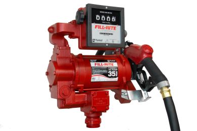 Fill-Rite FR311VLB 115/230V 132 LPM Fuel Transfer Pump with Discharge Hose, Automatic Nozzle, & Mechanical Liter Meter