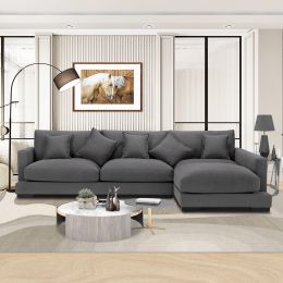 Soft and comfortable Sectional sofa right hand facing dark grey fabric