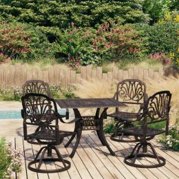 5 Piece Bistro Set Cast Aluminum Bronze