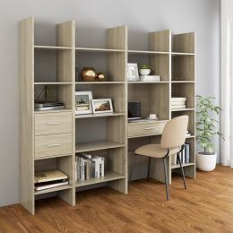 4 Piece Book Cabinet Set Sonoma Oak Chipboard