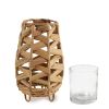Hyacinth Cylinder Candle Holder w Glass Cup & Metal Frame | Porch Lantern Decorative Indoor Farmhouse Decor