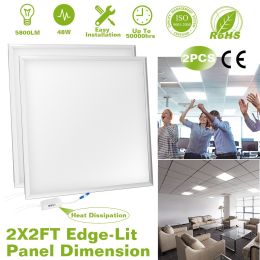 48W 2Ã—2FT LED Panel Light 5800LM 7000K Ceiling Lighting 150W Equivalent LED Troffer Recessed Edge-Lit