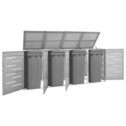 Quadruple Wheelie Bin Shed 108.9"x30.5"x45.5" Stainless Steel