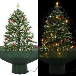 Snowing Christmas Tree with Umbrella Base Green 29.5"