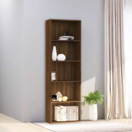 5-Tier Book Cabinet Brown Oak 23.6"x11.8"x74.4" Engineered Wood