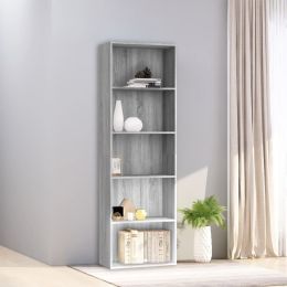 5-Tier Book Cabinet Gray Sonoma 23.6"x11.8"x74.4" Engineered Wood