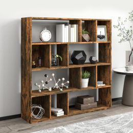 Book Cabinet Smoked Oak 43.3"x9.4"x43.3" Engineered Wood