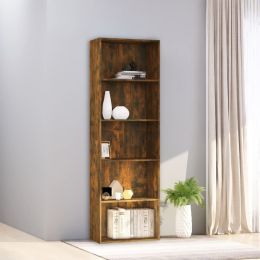 5-Tier Book Cabinet Smoked Oak 23.6"x11.8"x74.4" Engineered Wood