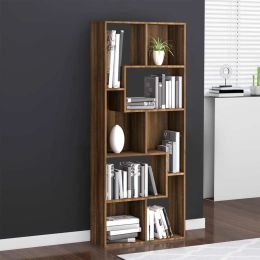 Book Cabinet Brown Oak 26.4"x9.4"x63.4" Engineered Wood