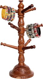 WILLART Handmade Wooden Bangle Holder Jewellery Stand for Women Tree Carving;  13 inches