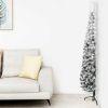 Slim Artificial Half Christmas Tree with Flocked Snow 82.7"